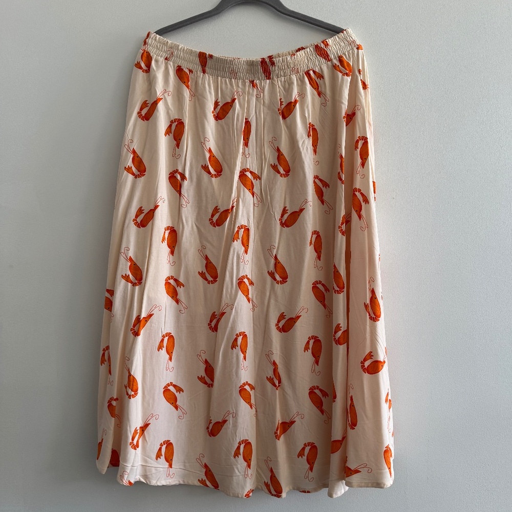 EUC--Compania Fantastică skirt in shrimp print XL